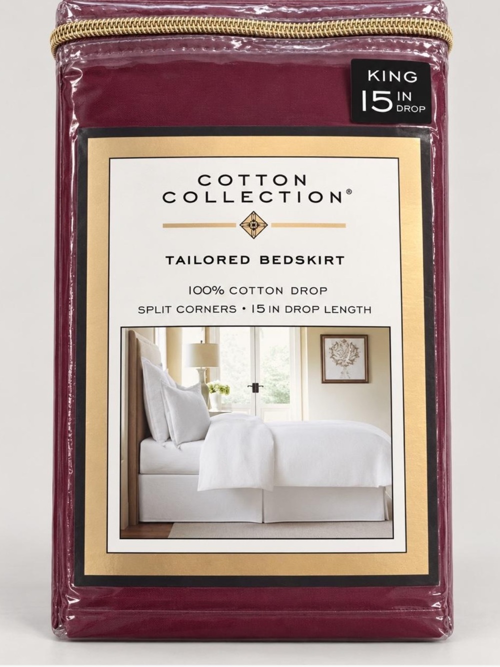 Levinsohn Cotton Collection Burgundy Tailored Bedskirt  King 15” Drop New